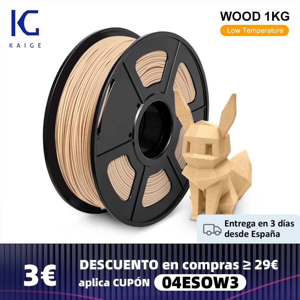 KAIGE PLA niedrigen Temp HOLZ filament 170 ℃-190 ℃ 1KG 1,75 MM Mixed Holz Faser 3D Drucker filament Original Holz-Wie Kunststoff Material