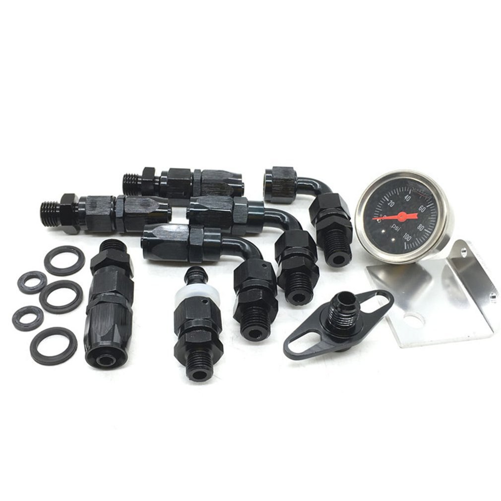 Adjustable Fuel Pressure Regulator Kit FRP Fuel Pressure Regulator With Gauge/6AN Hose/Oil Hose End Fitting Adapter