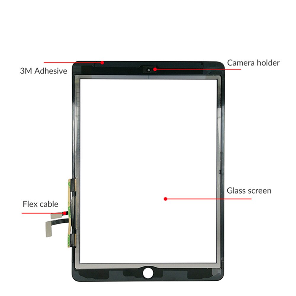 For iPad Air 1 Touch Screen Digitizer No Home Button Front Glass Display Touch Panel Replacement A1474 A1475 A1476