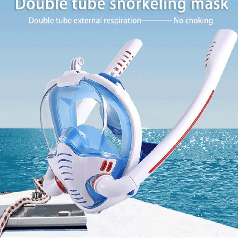 K3 2 Breathing Tube Scuba Diving Mask Adult Kids Full Face Snorkeling Mask Underwater Life-Saving Swimming Snorkel Equipment