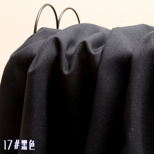 Camisas de verano de lino y algodón liso, 148cm de ancho, color liso, para ropa, por yarda: Negro