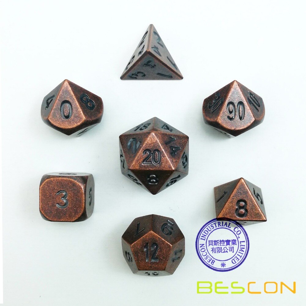 Polygonal Würfel Set 7-tlg. - Schwarze RPG Dice Mit Roten Zahlen Für D&D & Rollenspiele