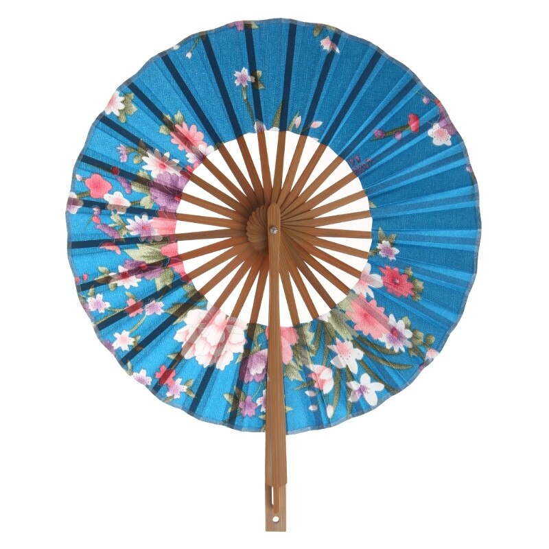 Japanese Flower Pocket Folding Hand Fan Round Circle Party Decor: B