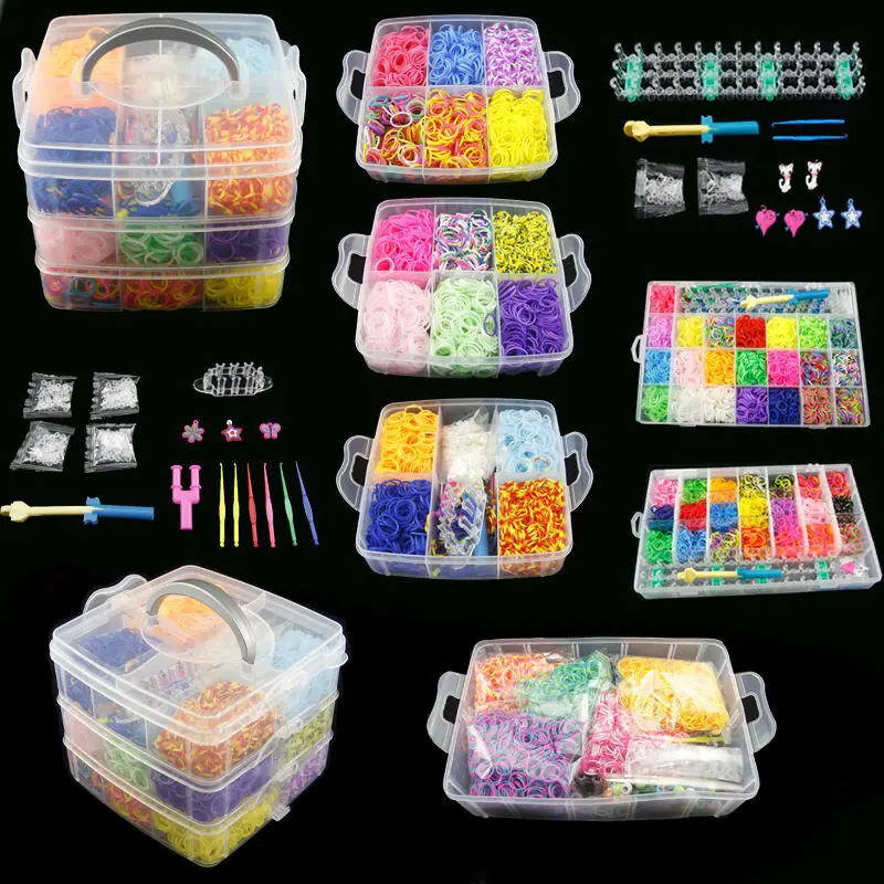 Kit de bandes de métier à tisser en caoutchouc fait à la main pour enfants, métier à tisser torsadé, fabricant de bracelets, kits exécutifs, navire chia, en stock, bricolage