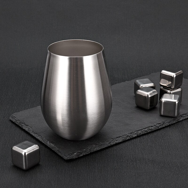 1PC Per Pack 18OZ/550ml Stemless Wine Glass Rock Tumbler Single Wall Cup Eco-Friendly 18/8 Stainless Steel Drinking Tumbler Bar