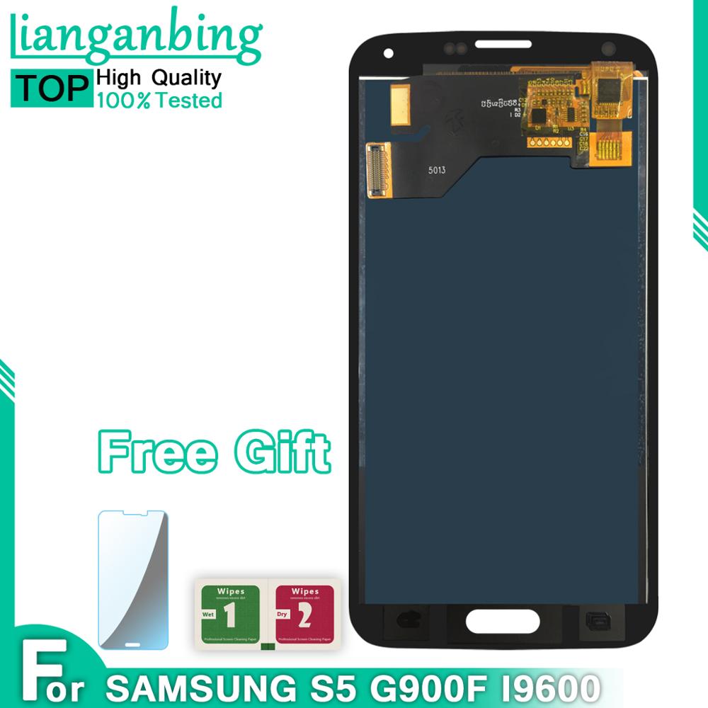 Super Amoled Voor Samsung Galaxy S5 Lcd Display I9600 G900 G900M SM-G900F Touch Screen Digitizer G900F Beeldscherm Originele