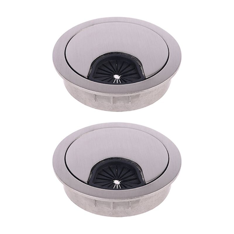 2 pièces/ensemble 50/53/60/80mm bureau fil trou couverture Base en alliage de Zinc ordinateur passe-fil Table câble sortie Port Surface porte-ligne: B / 60mm