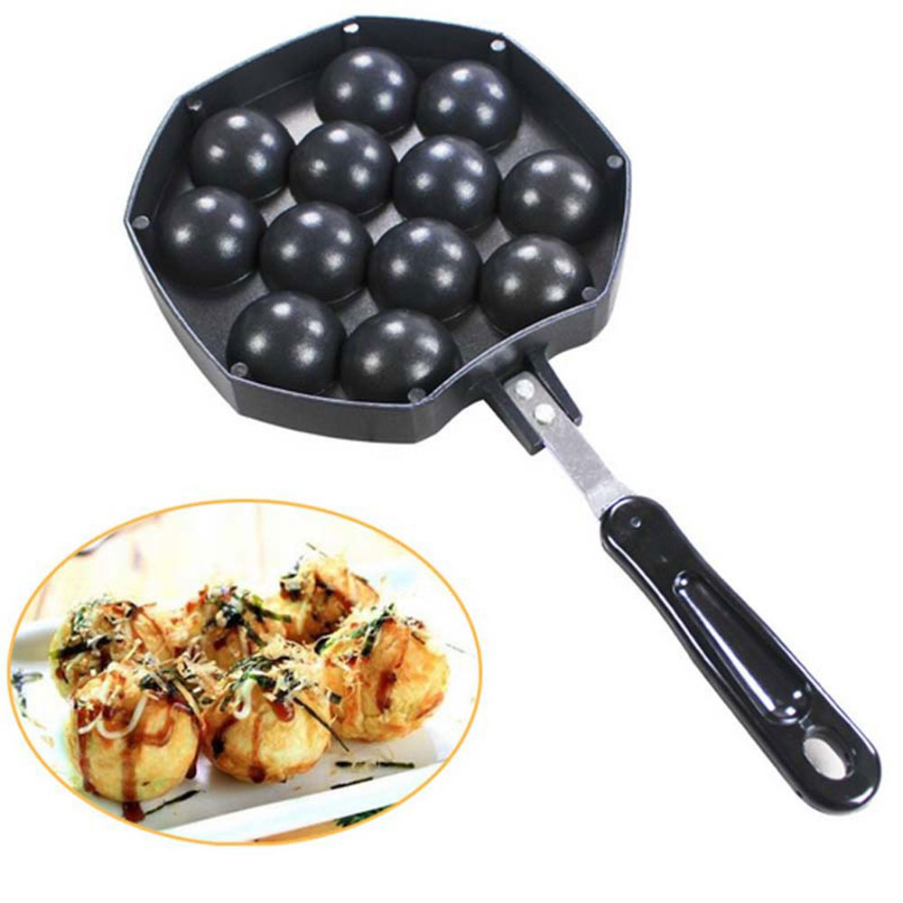 Takoyaki parrilla sartén antiadherente cocina Placa de parrilla práctica 12 agujeros aparato de Gas conveniente pulpo bola fabricante