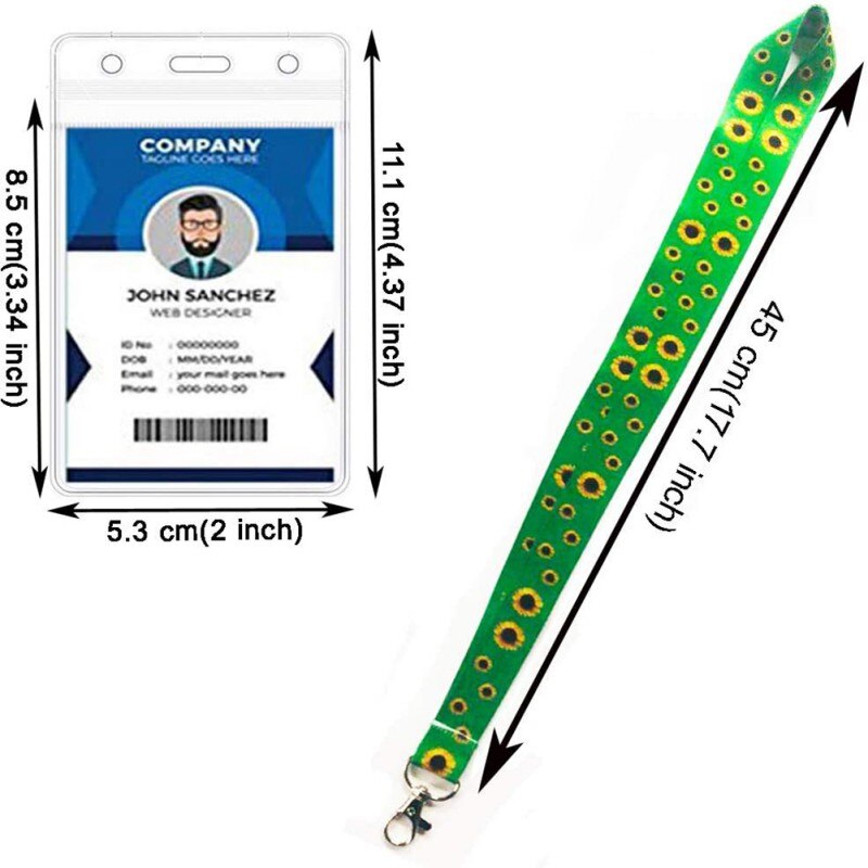 Cordones de girasol 4 Uds soporte para tarjetas transparente cuello de girasol cordón titular de la insignia para tarjeta de estudiante autismo Lanyard llaves 4 Uds