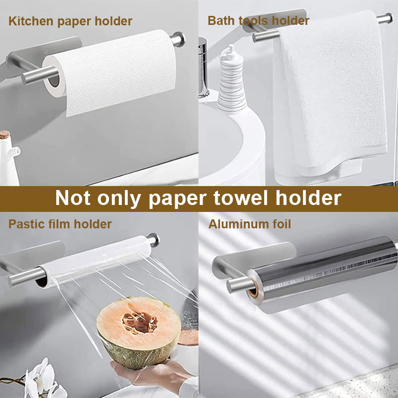 Selvklebende papirhåndkleholder toalettrullholder baderom hullfri rullpapirholder rustfritt stål svart gull rullstativ