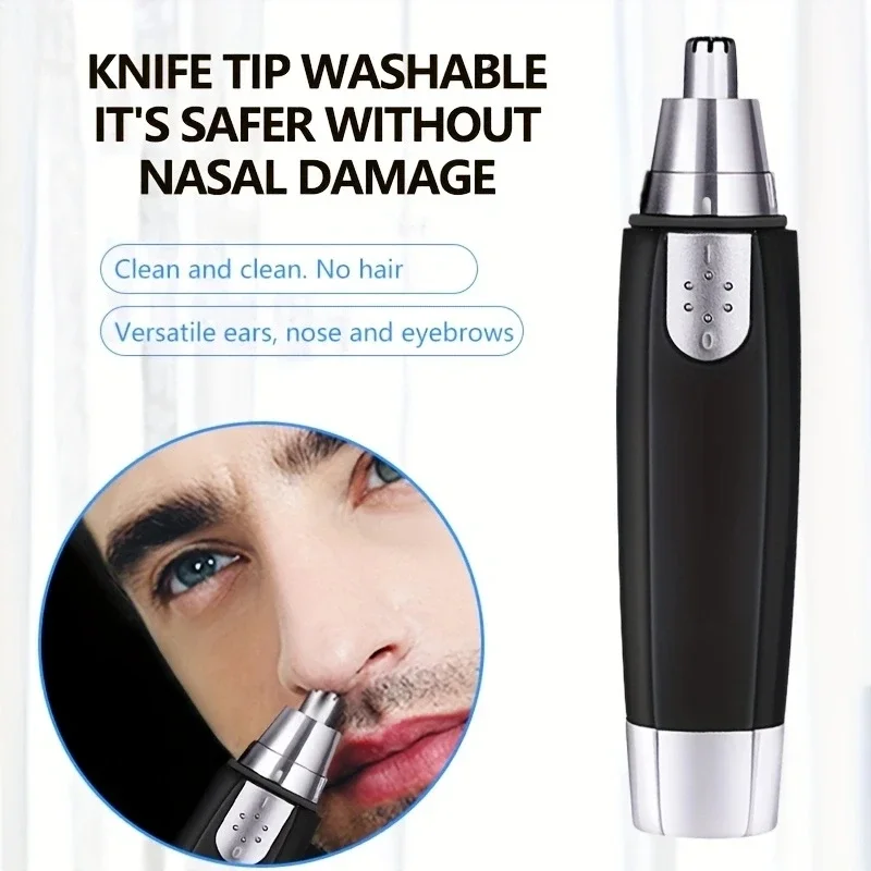 1pc- Electric Nose Hair Trimmer for Men & Women, Battery-Powered Nostril Grooming Tool, Nasal Hair Scissors, Nose Trimmer