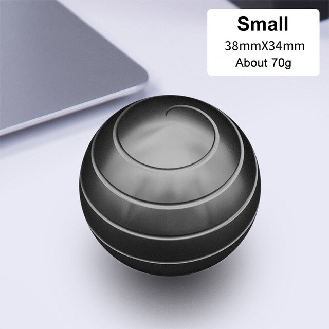 Mini Desktop Gyro Revolving Decompression Ball Desk Office Decor Art Toy Fidget Spinner Rotary Stress Relief Tabletop Ball Toy: S Black