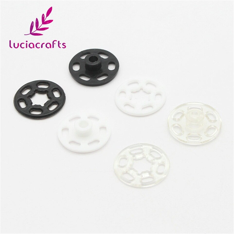 Lucia Ambachten 20 Set Zwart/Wit/Clear Onzichtbare Nylon Drukknopen Druk Op Knop Stud Diy Naaien Kledingstuk Accessoires e0517