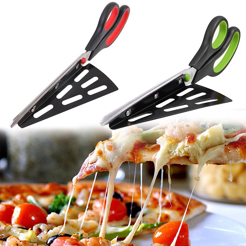 1 Pcs Pizza Scissor Cutter Stainless Steel Scissor Cut Pizza with Detachable Spatula JW: Default Title