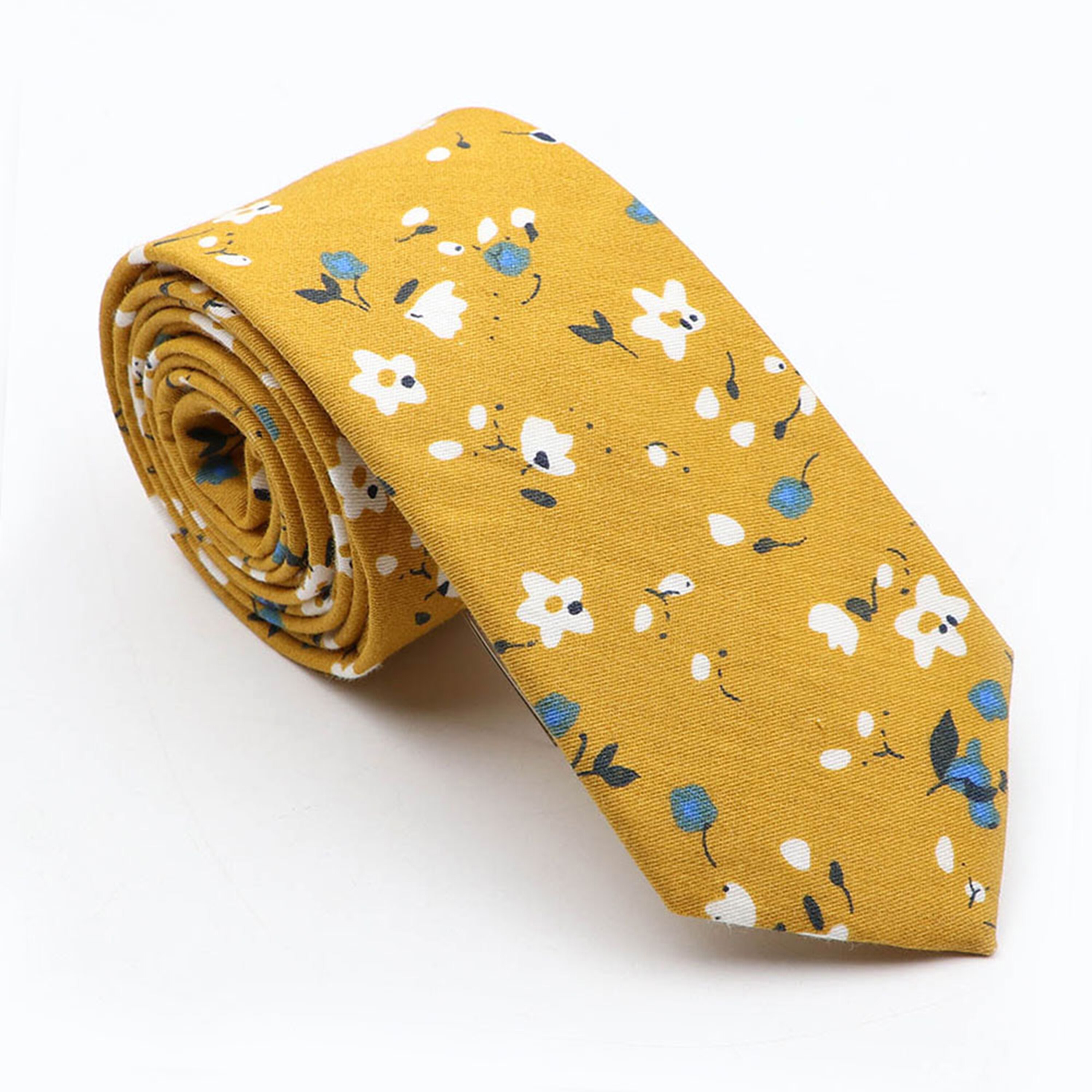 Gravata floral 100% algodão para homens, amarelo, vermelho, azul, flor, 6cm, uso diário, skinny, azul marinho, para casamento, gravatas para festa, presentes