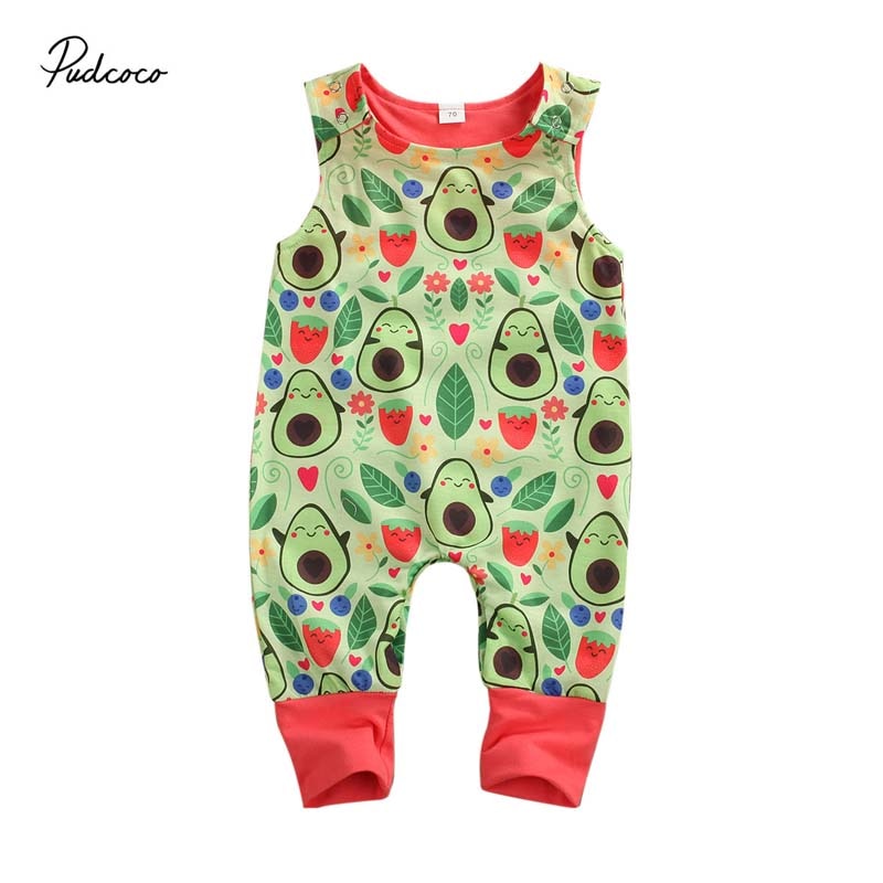 Baby Sommer Kleidung Neugeborene Jungen Mädchen Kleidung Avocado Strampler ärmellos Obst Druck Gesamt Gesamt Outfit