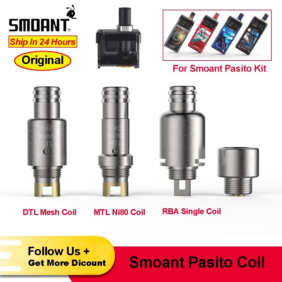 Smoant-cartucho de cápsula de 3ml Original, repuesto de bobinas individuales RBA Ni-80 MTL, 1,4 ohm, DTL, 0,6 ohm, para kit de Smoant Pasito