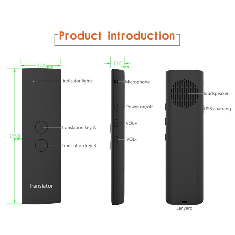 Tradutor Mini Sem Fio Portátil Two-Way Em Tempo Real Multi-Línguas de Tradução para a Língua Mais do que 30