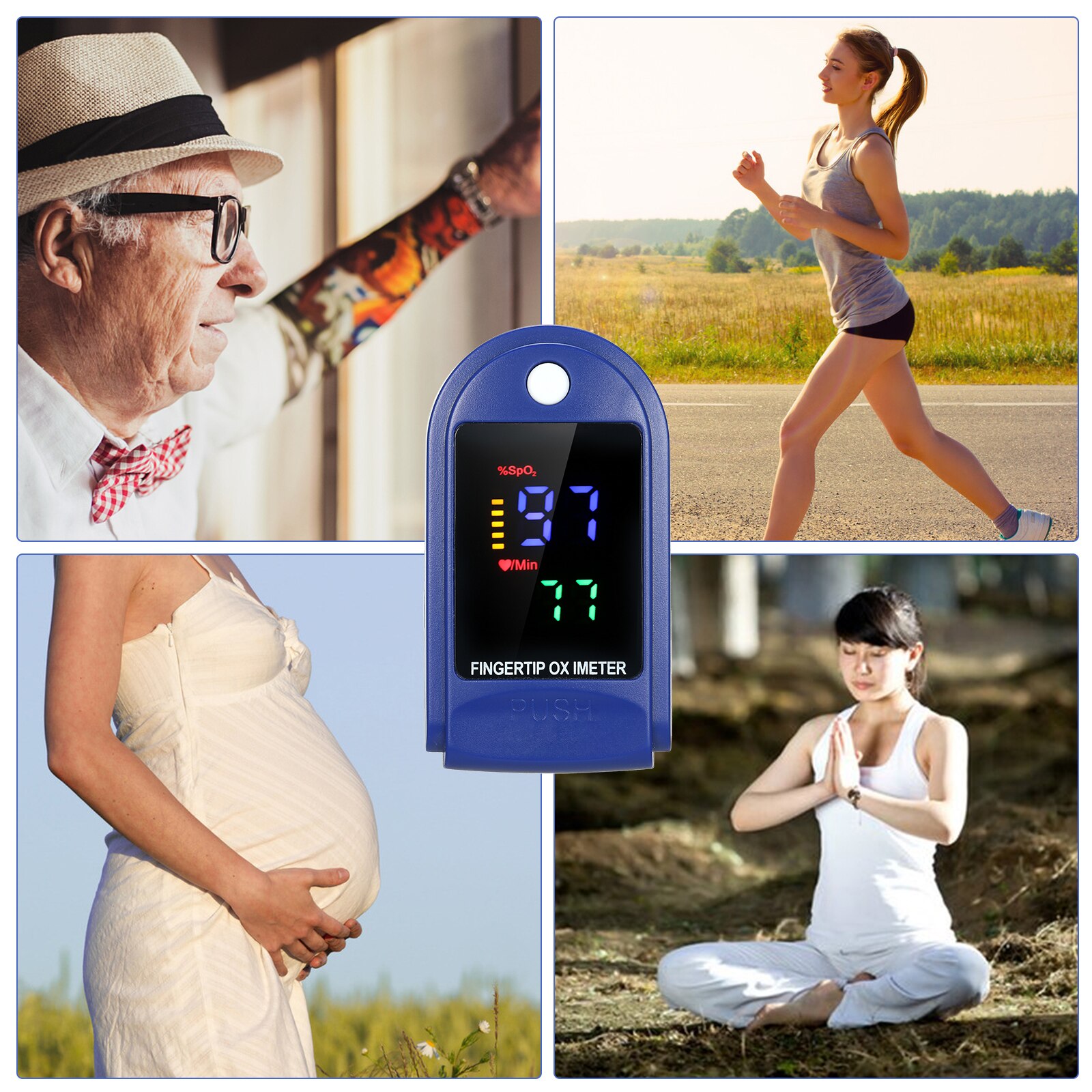 Fingertip Pulse Oximeter OLED Display Blood Oxygen Saturation & Heart Rate Monitor Fingertip SpO2 Measurement Meter with Lanyard