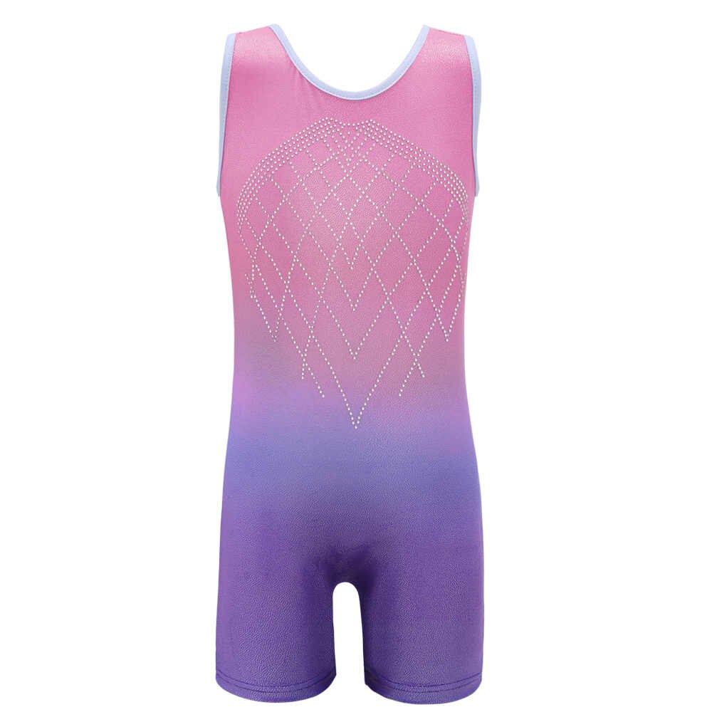 Girls Kids Gymnastics Leotards Biketards Sleeveless Gradient Dance Wear Pleaywear Activewear Tumblewear Athletic Leotards: Pink / 100