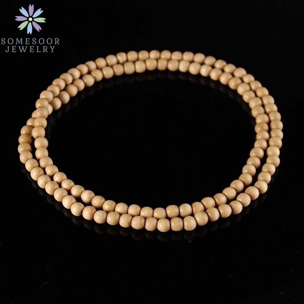 SOMESOOR-collar de cadena con cuentas redondas para hombre y mujer, cadena colorida de 45cm de longitud, accesorios colgantes hechos a mano, joyería: Natural Wood