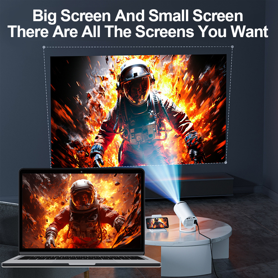 KaiAqua 260 ANSI 4K-Projektor-Dekodierung, 1280 x 720 P, Video-Audio, Heimkino, Autofokus, 5 G WiFi, 6 tragbare Outdoor-Projektoren, Beamer