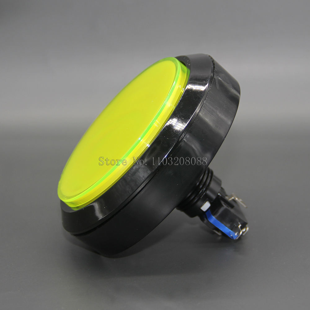100mm große runde Druckknopf-LED mit Mikrosc Halfter für DIY-Arkade-Spiel automaten teile 5/12v groß Antwortgeber eben Schlüssel beleuchtet: Gelb