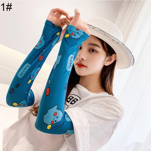 2pcs Summer Arm Sleeves for Women Printed Arm Compression Sleeves Armwarmer Outdoor Sun Block Fingerless Gloves Arm Sleeves: 1