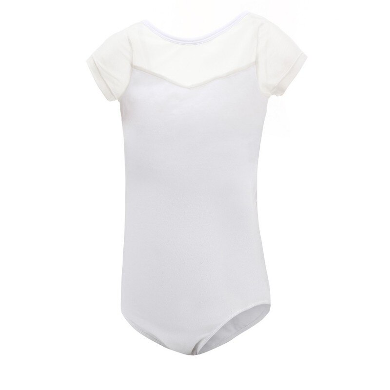 Gym Suit Short Sleeve Gymnastic Clothing Mesh Gymnastic Ballet Dance Clothes Leotards For Girls durable: White / XS