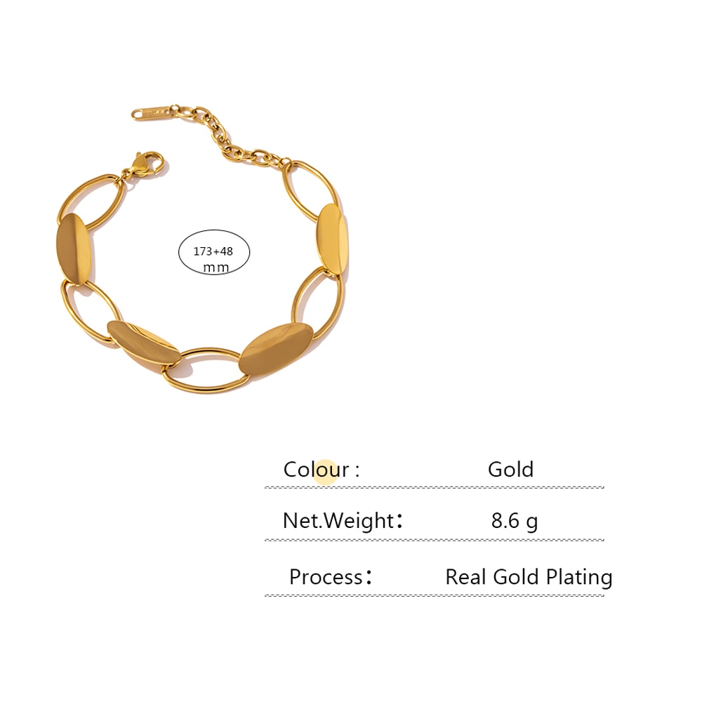 Pulsera Yhpup de acero inoxidable para mujer, joyería de Color dorado, único y , para verano, con estilo, geométrico, para mujer