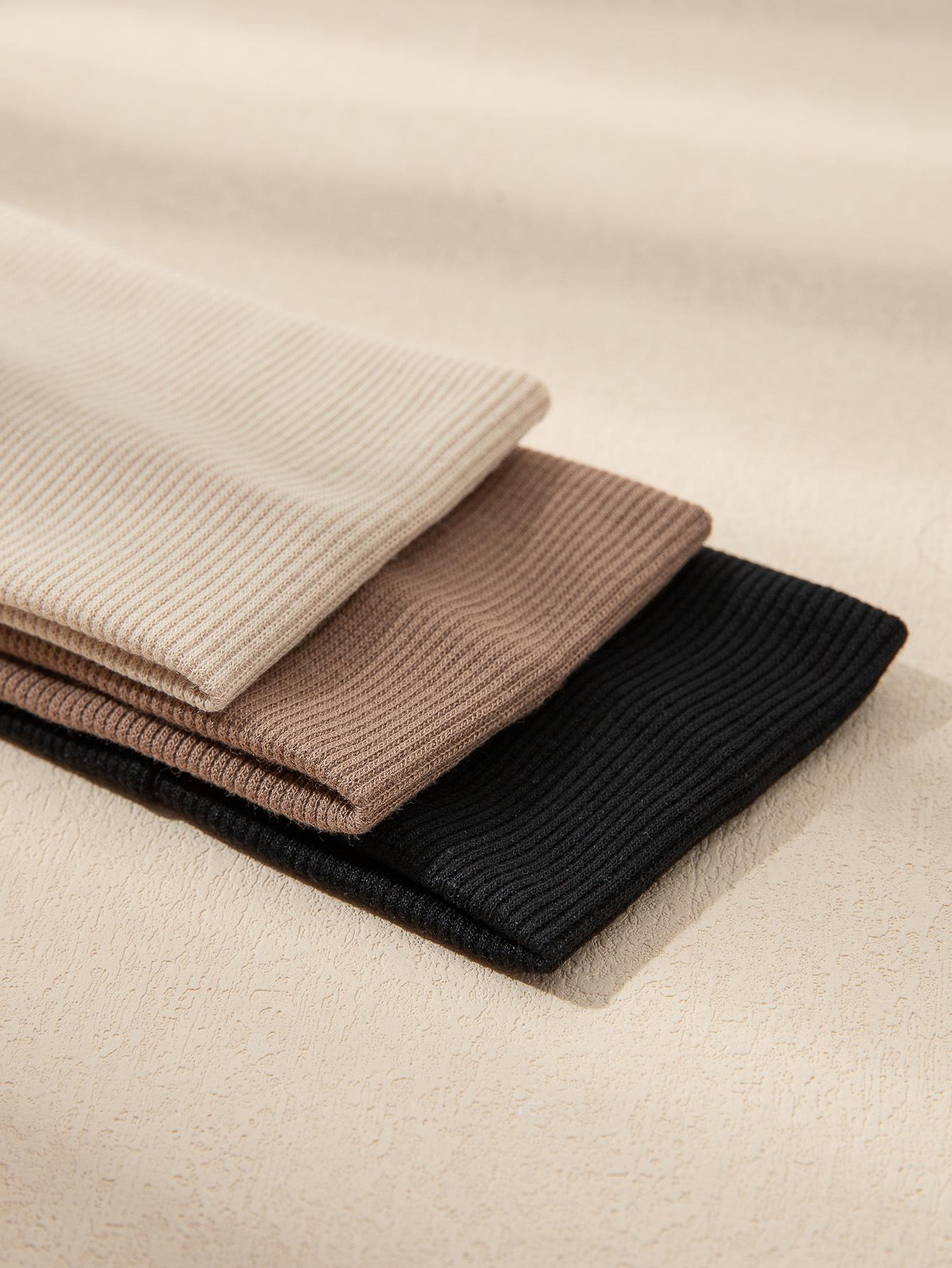 3 stk. strikkepannebånd i ensfarget farge, sklisikre, elastiske, myke stoffhårbånd til kvinner, hårbånd, hodeplaggtilbehør