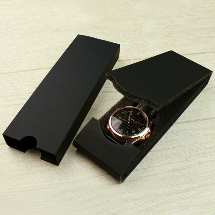 Goedkope Zwarte Kartonnen Horloge Doos Horloge Opbergdoos Pakket Gevallen Voor Mannen En Vrouwen Quanlity Handel Gebruik Horloge verpakking Case