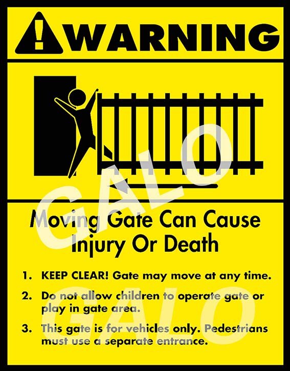 GALO SLIDING GATE / SWING GATE /BARRIER GATE WARNING SIGN For automatic doors: B