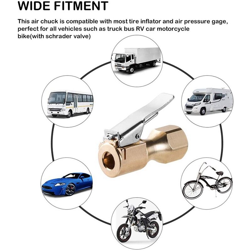 Heavy-Duty Br Air Chuck, Closed Straight Tire Chuck Tire Inflator Pressure Meter Air Pump Compressor Accessories