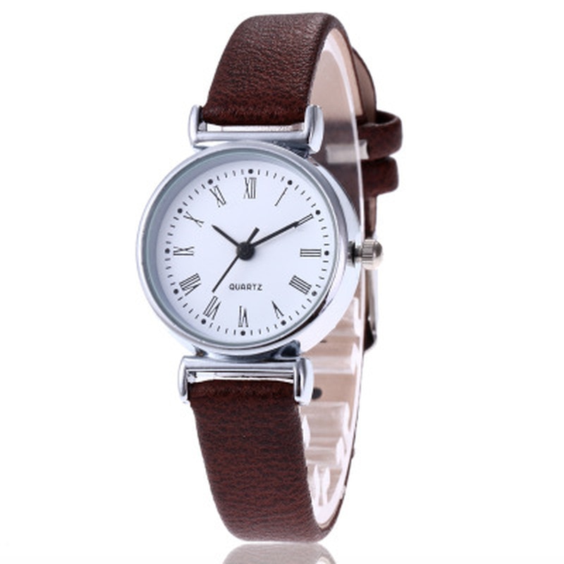 Små dameure damearmbåndsur casual læderbånd kvindeur quartz armbåndsure relogio feminino