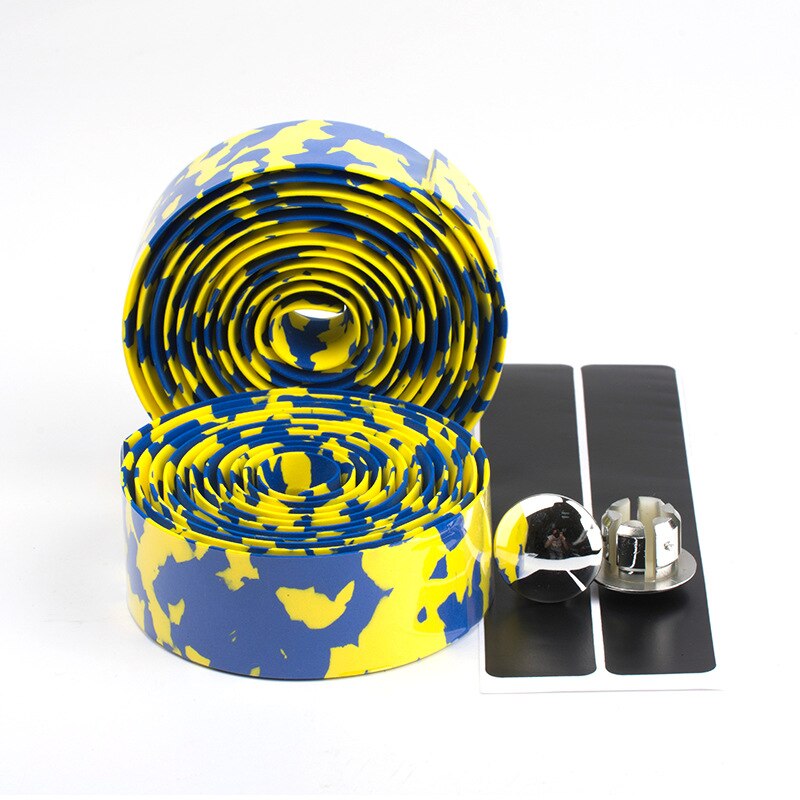 Songyi Road Bike Bar Tape Vibration Demping Anti-Vibratie Eva Pu Stuur Bar Tape Kleurrijke Wrap + 2 Bar Plug I185: GH-02 yellow green