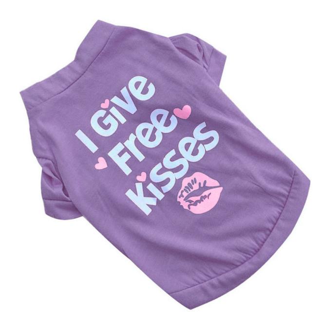Camisa de verano para perros pequeños, ropa para perros pequeños con estampado de beso, huella de Mascota, a la venta, # D