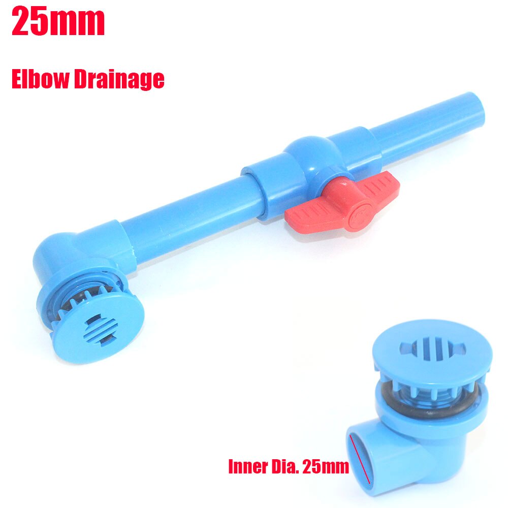NuoNuoWell Aquarium Water Tank Drain Kit BulkHead Adapter Marine Pipe Fitting PVC Drain Connector With Valve: ID 25MM Elbow