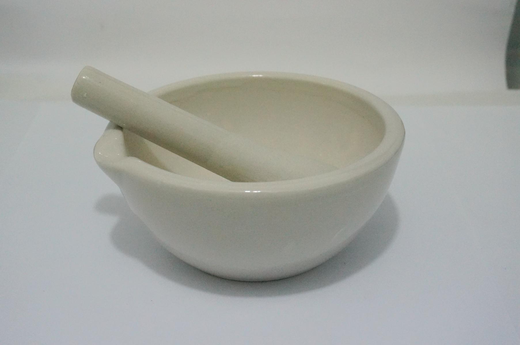 Bol de mélange de mortier et de pilon en porcelaine de 216mm, ensemble d'outils de laboratoire blancs