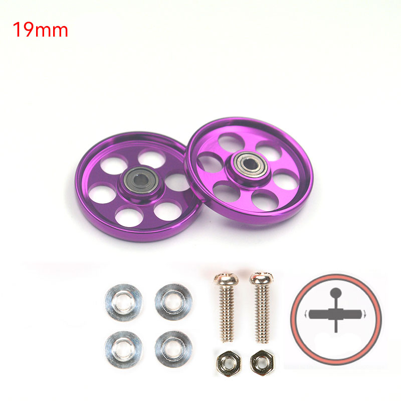 2pcs Aluminum Alloy 19mm Rollers Bearing Roller Arc Edge Guide Wheel Tamiya Mini 4WD 94996/95349/95348/15449 Self Made Parts