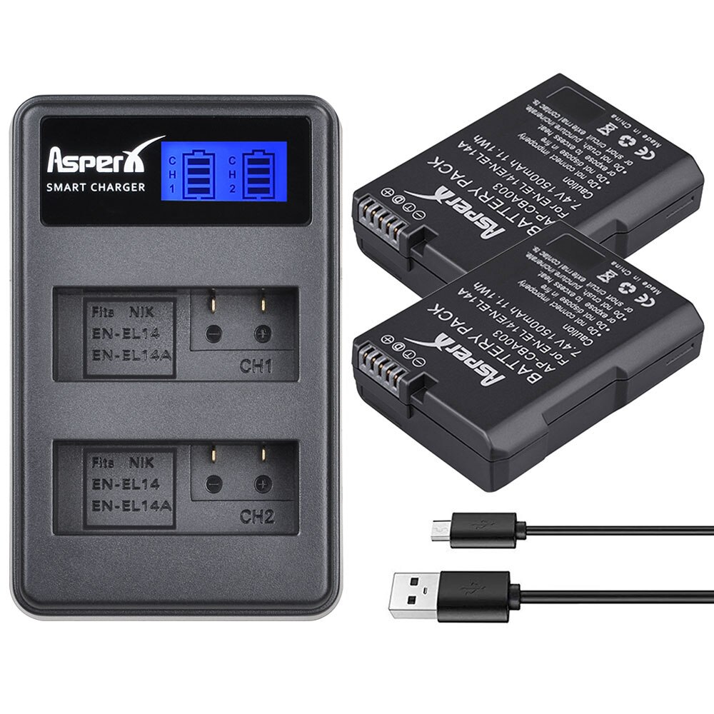 4 kpl en -el14a en -el14 en el14 akku + lcd usb kaksoislaturi nikon akulle  d5500 d5300 d3300 d5100 d5200 d3100 d3200 p7000: 2b laturin kanssa