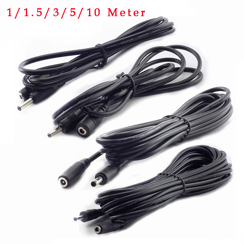 1/1.5/3/5/10m dc strømkabel forlenger 5v 2a lednings adapter 3.5mm x 1.35mm dc hann dc hunnkontakt for cctv sikkerhetskamera