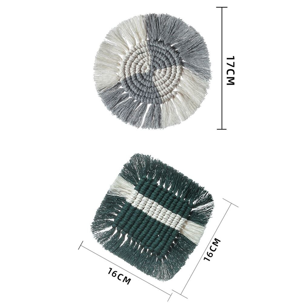 Napperon en macramé du nord de l'europe, nappe bohème, pur fait à la main, tapis de Table en coton tressé, tapis isolants antidérapants pour la cuisine