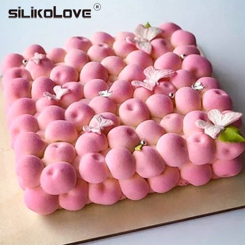 Silikolove 3d kersen cakevormen bakvorm antiaanbak siliconen mal vierkante bubbelkersenmousse bakvorm mal diy taartgereedschap