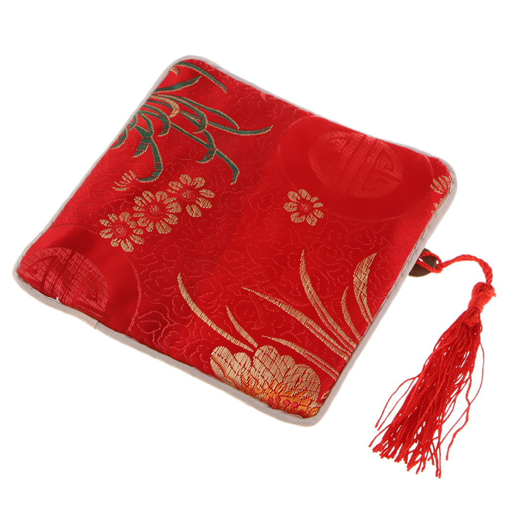 Vintage guzheng neglebåndspose pose kinesisk element silke brokadetaske med kvastindretning
