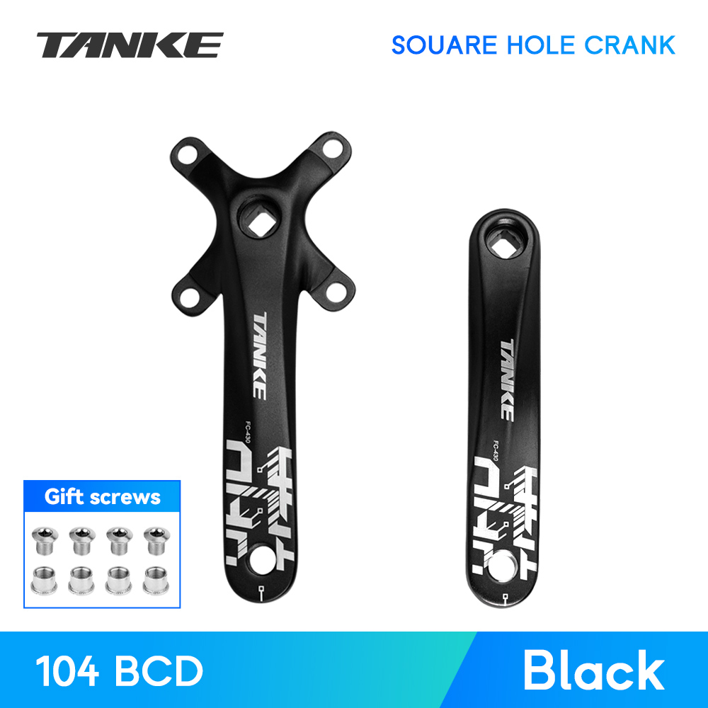 TANKE vélo manivelle trou carré pignon 104BCD 170mm rouge noir manivelle ronde 32/34/36/38/40/42/44T plateaux étroits vtt pédalier: WHITE