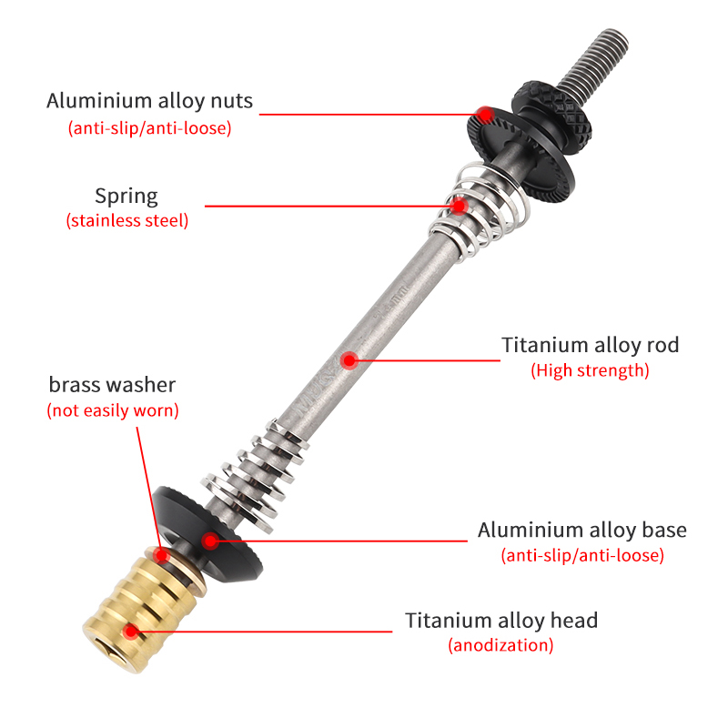 MUQZI Titan-Schnellspanner, 74 mm, 85 mm, 100 mm, 130–135 mm, MTB, Rennrad, Schnellspanner, Achse aus Titanlegierung