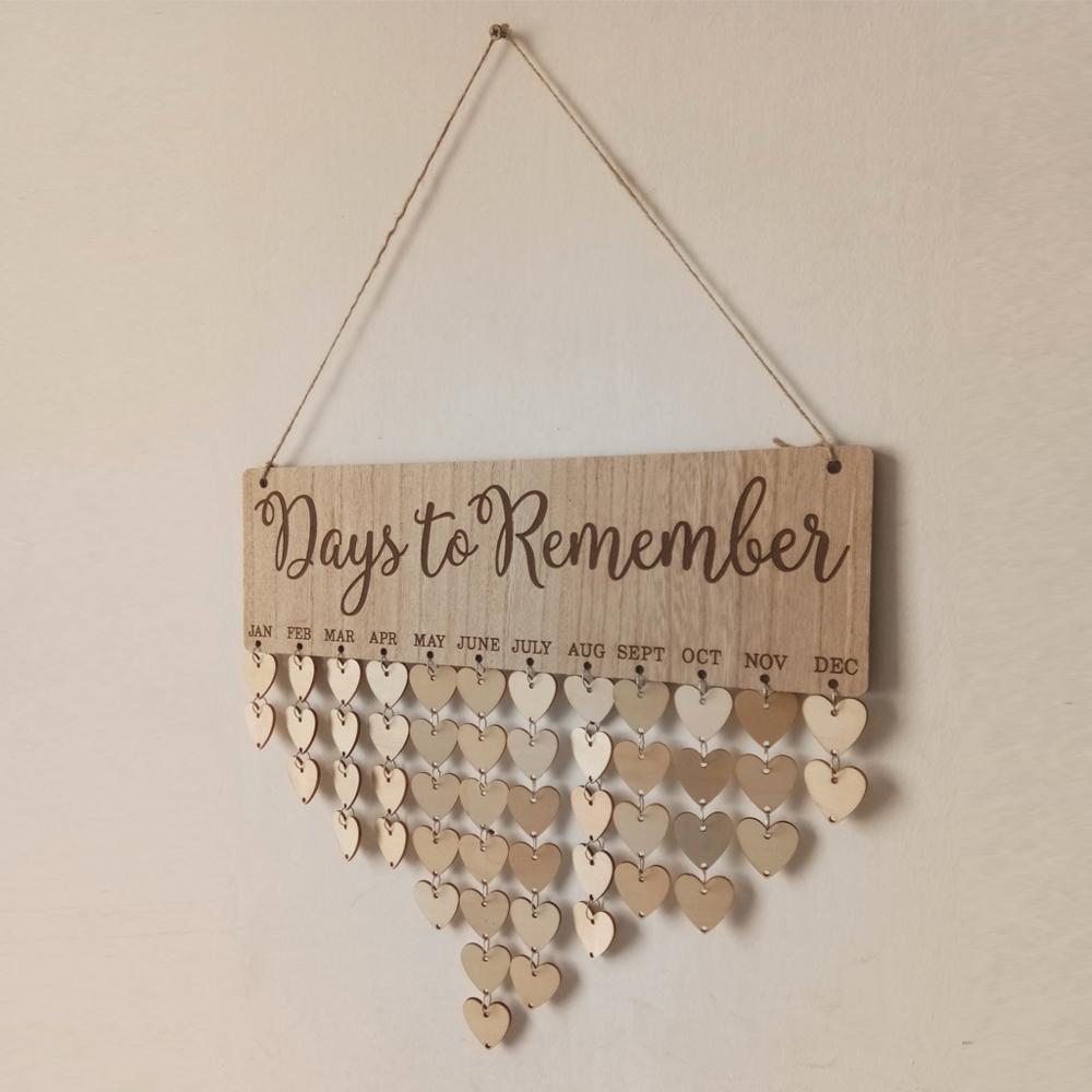 Birthday Anniversary Reminder Calendar Tracker Days to Remember DIY Wooden Board Plaque Craft Home Wall Hanging Party Decoration