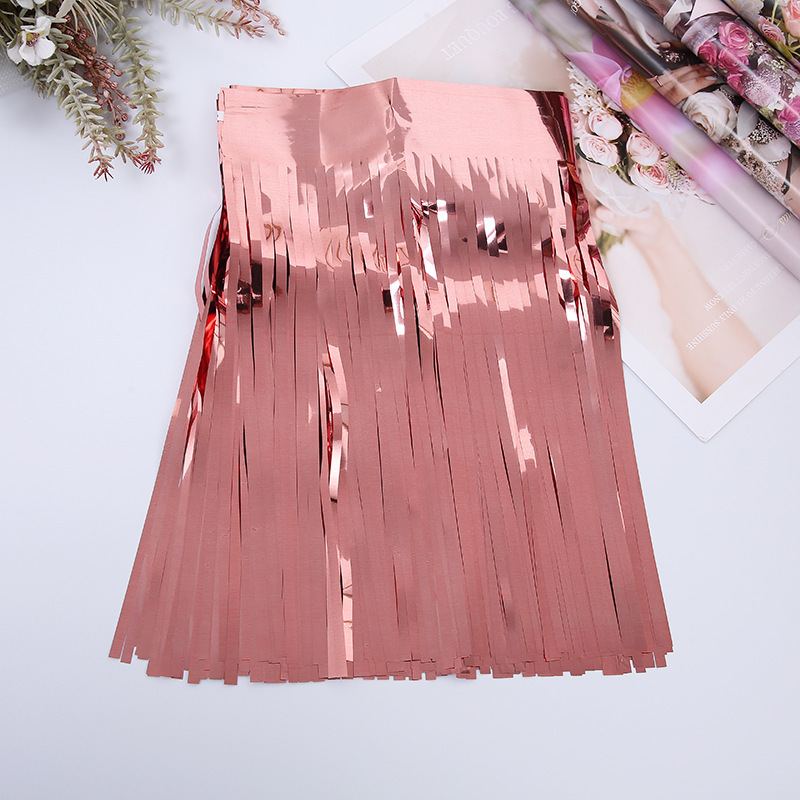 Guirnalda de flecos de aluminio, banderines de 30x300CM para colgar en la pared, cortina, telón de fondo, decoración para boda, de cumpleaños: L / Amarillo claro