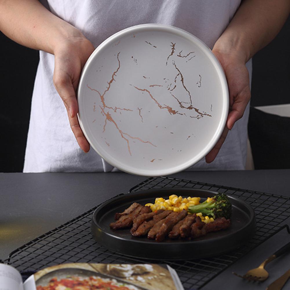 Vaisselle en céramique de Style scandinave | Assiette en marbre, décoration de bureau assiette à Steak de l'ouest, accessoires de tir, décor d'assiette à déjeuner